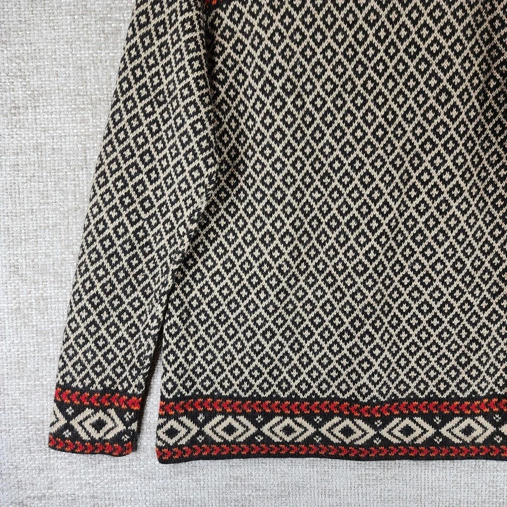LAM 100% Alpaca 1/4 Zip Sweater Unisex M Multicolor Geo Alpine Pattern‎ Bolivia